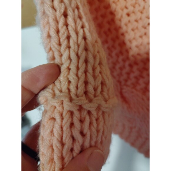 Free People Peach Soft Chunky Knit crop Cardigan Sweater 3/4 Sleeve Sz M - Picture 4 of 9